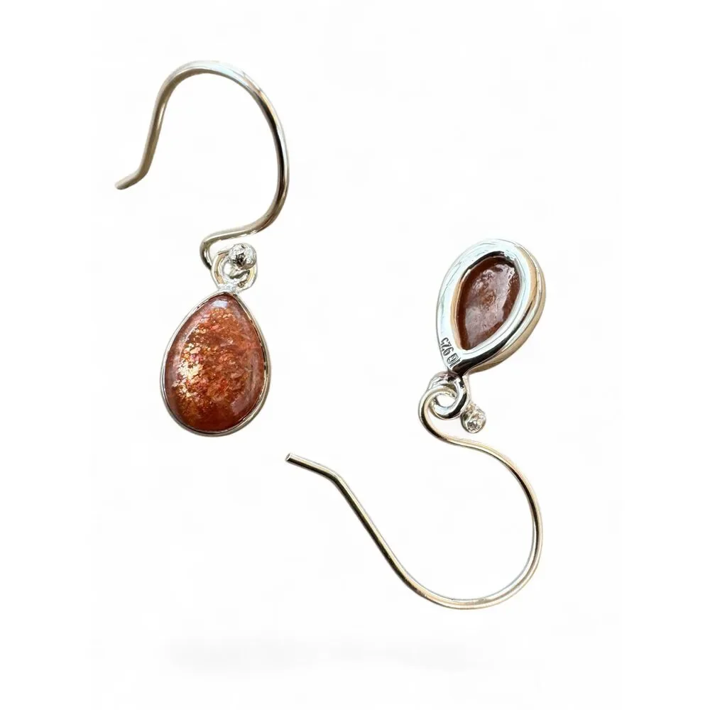 Sunstone Solid 925 Sterling Silver Earrings